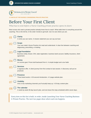Cover Of The Before Your First Client Checklist